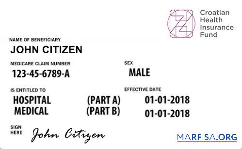 Printable Croatia health insurance card real example